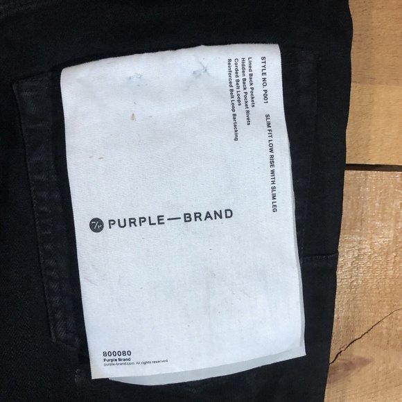 NEW Purple Brand Jeans P001 Jeans Mens Size 36x34 Slim Skinny Button Fly Black - Picture 13 of 14